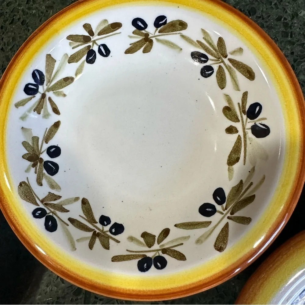 Williams Sonoma Tuscan Olives Made in Italy Hand Painted Dipping Bowls Set of 4